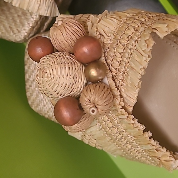 NEW SAM EDELMAN TATE EGGSHELL RAFFIA PLATFORM SANDALS SIZE 9.5 - Picture 9 of 15